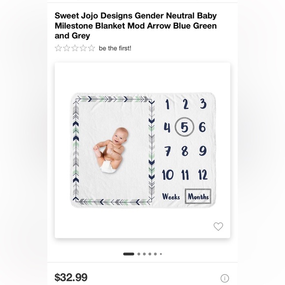 SweetJojo Designs Gender Neutral Baby Milestone Blanket ModArrow Blue Green Grey - Picture 2 of 5